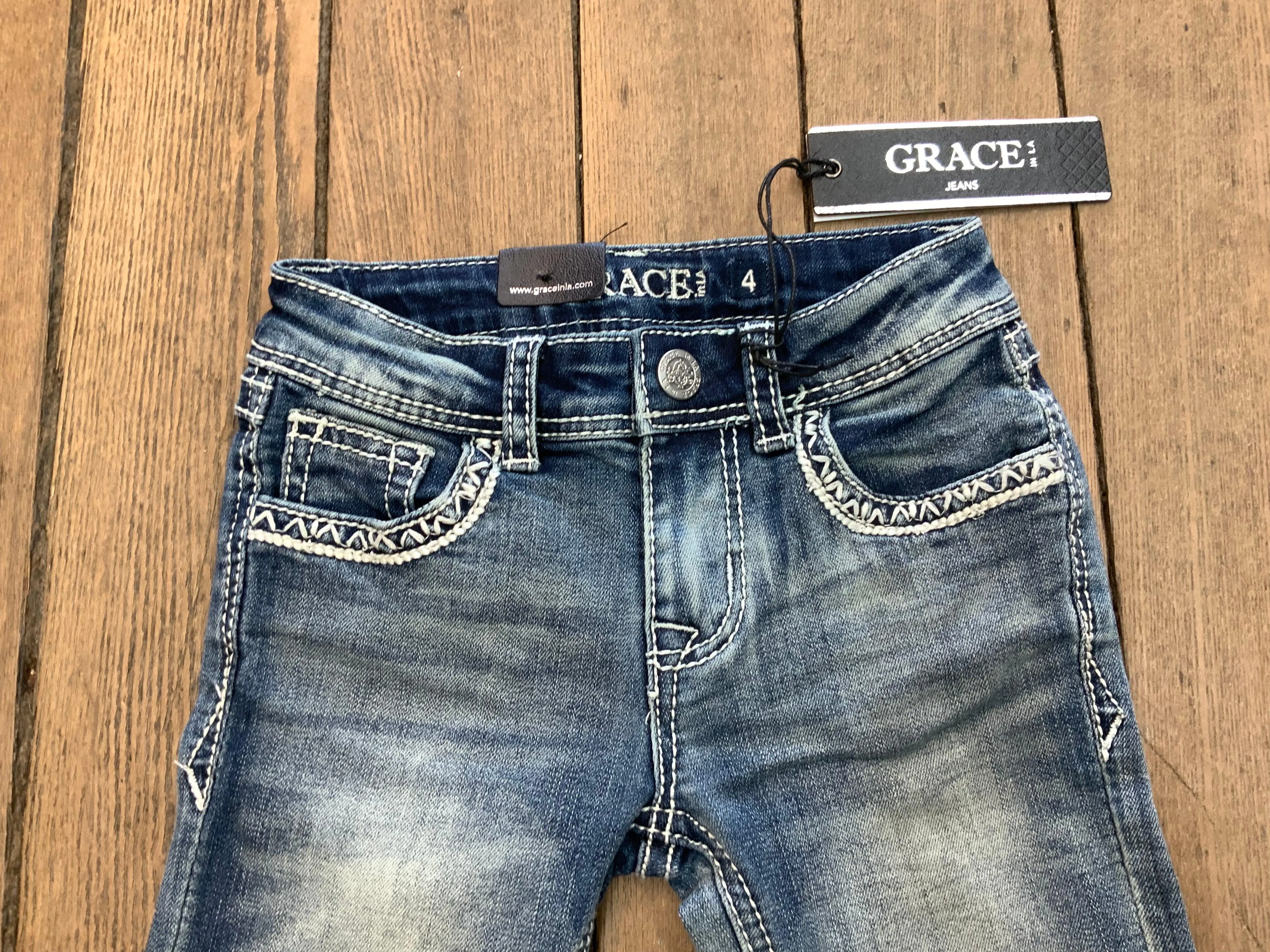 Grace In LA Girl's Embroidered Bootcut Jeans TB-S437 GB-S437