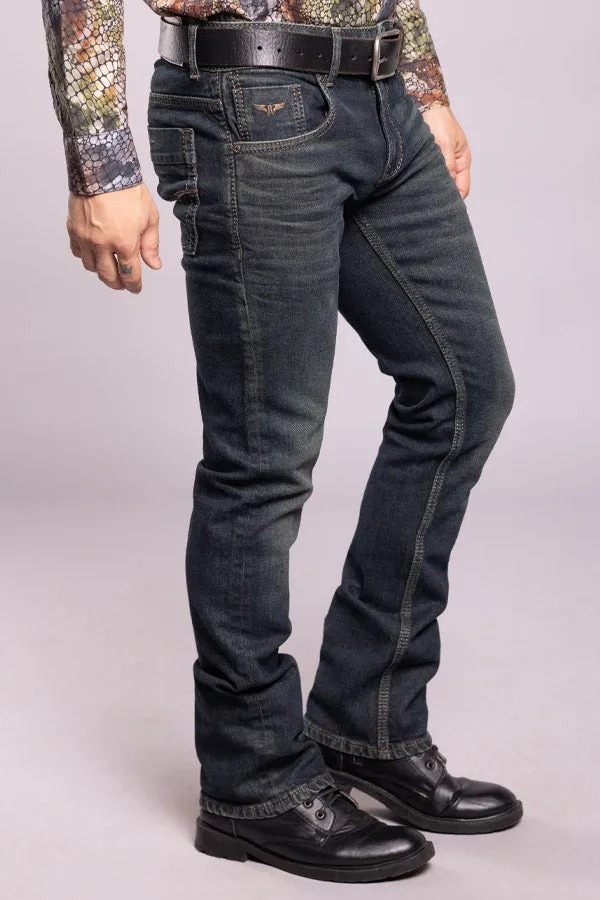 Green 5 Pocket Slim Fit Low-Rise Boot Leg Jeans