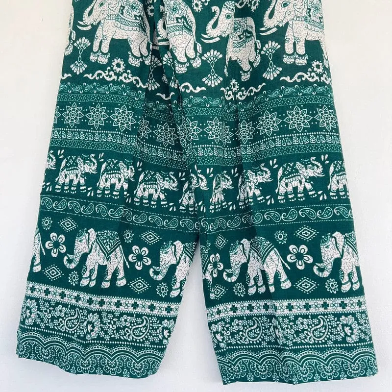 Green Thai Elephant Harem Pants Summer Holiday Beach Hippie Festival Trousers