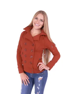 Hollywood Star Fashion Women's Double Breast Four Buttons Hooded Bomber Coat