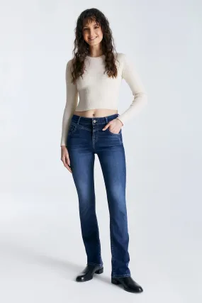 Judith - Mid Waist Bootcut Jeans - Dark Blue