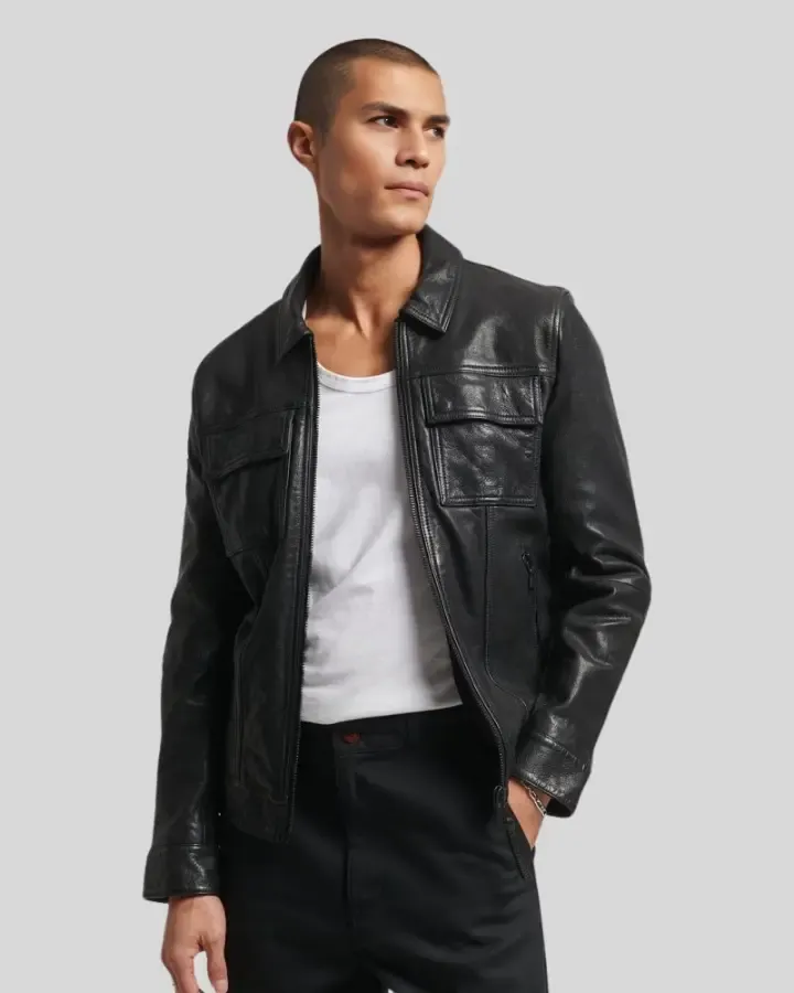 Landon Black Racer Leather Jacket