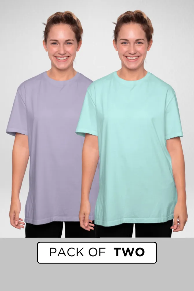 Lavender and Mint Oversized T-Shirts Combo for Women