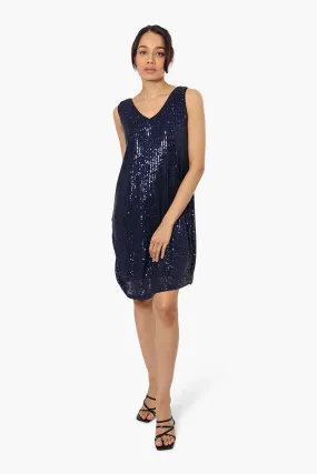 Limite Sleeveless Sequin Cocktail Dress - Navy