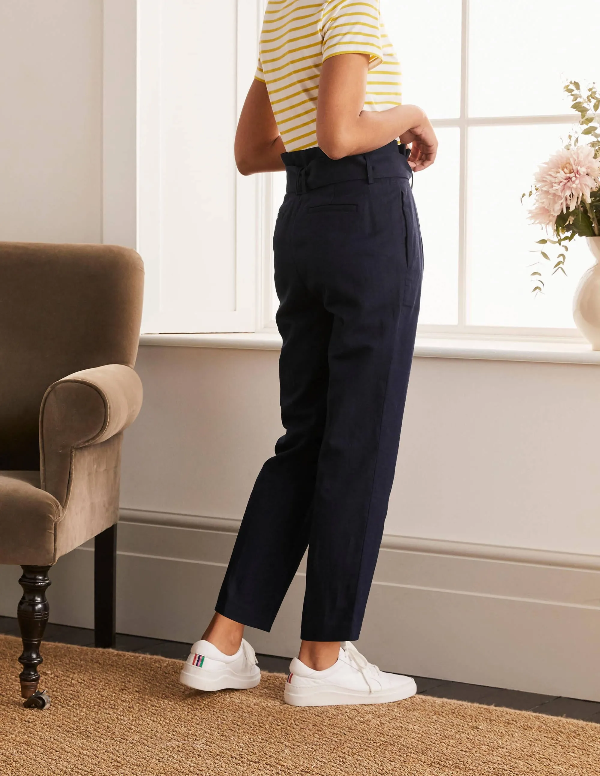 Ludgate Paperbag Trousers-Navy