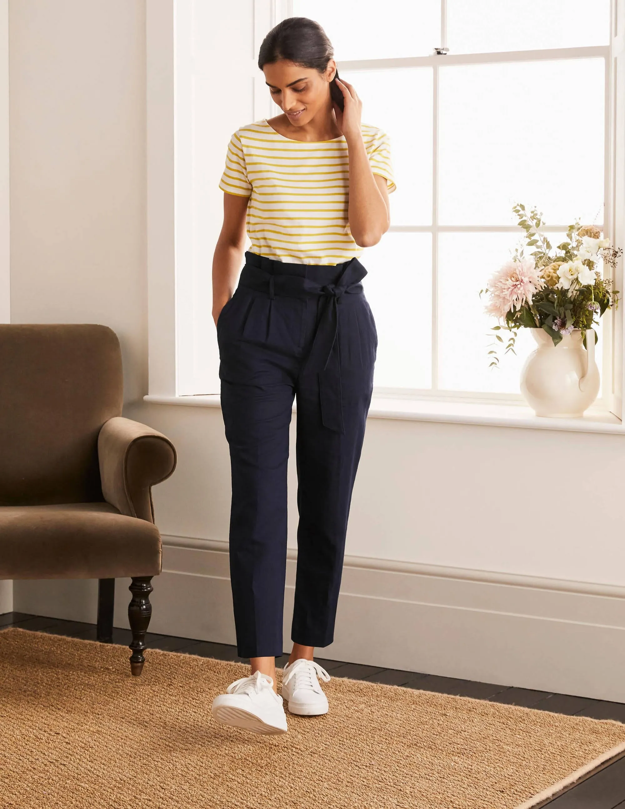 Ludgate Paperbag Trousers-Navy