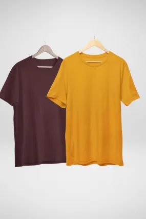 Maroon and Mustard Yellow Oversized T-Shirts Combo for Women