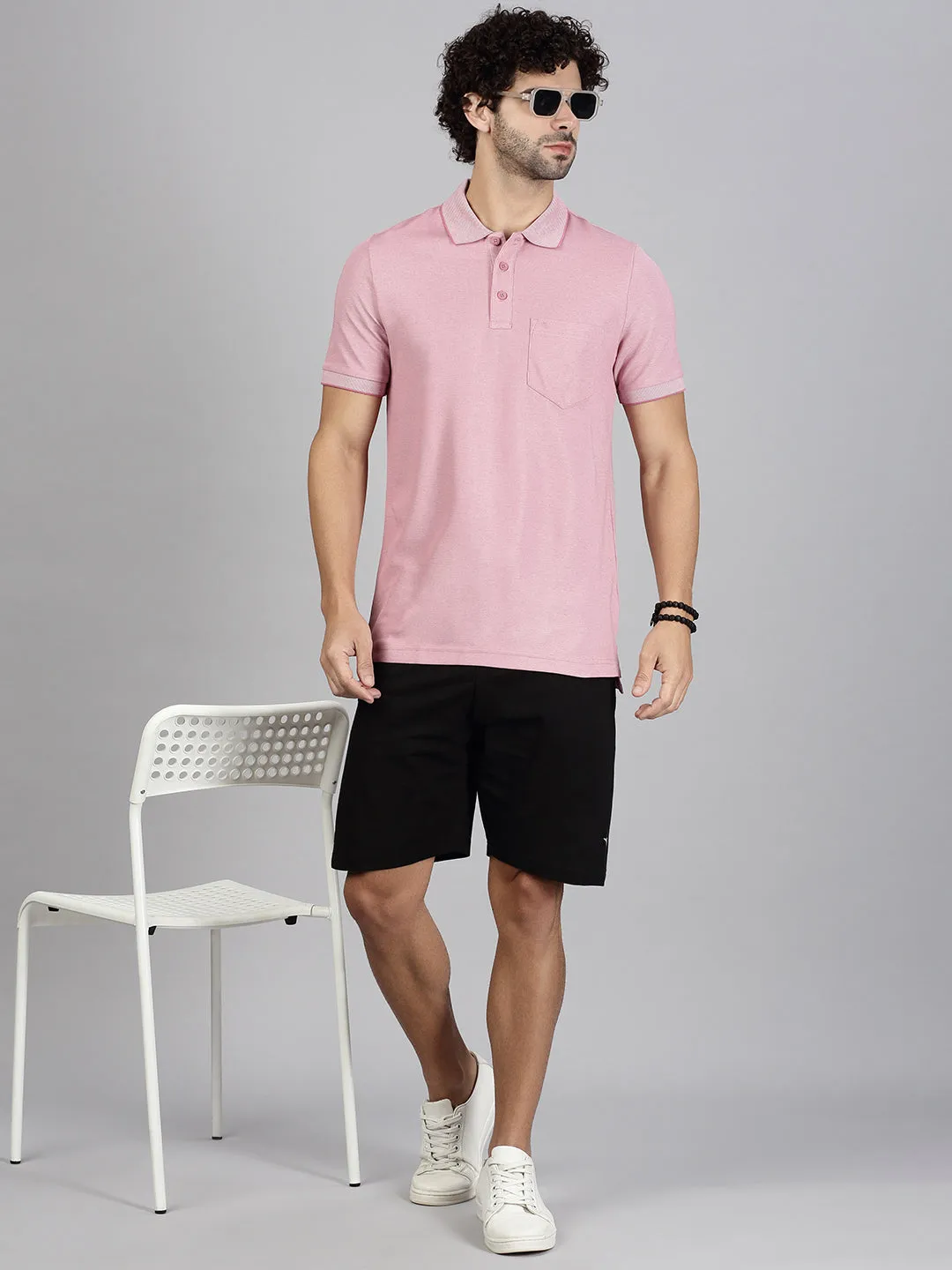 Mens Expert Polo Tshirt with Pocket Heather Rose EP44