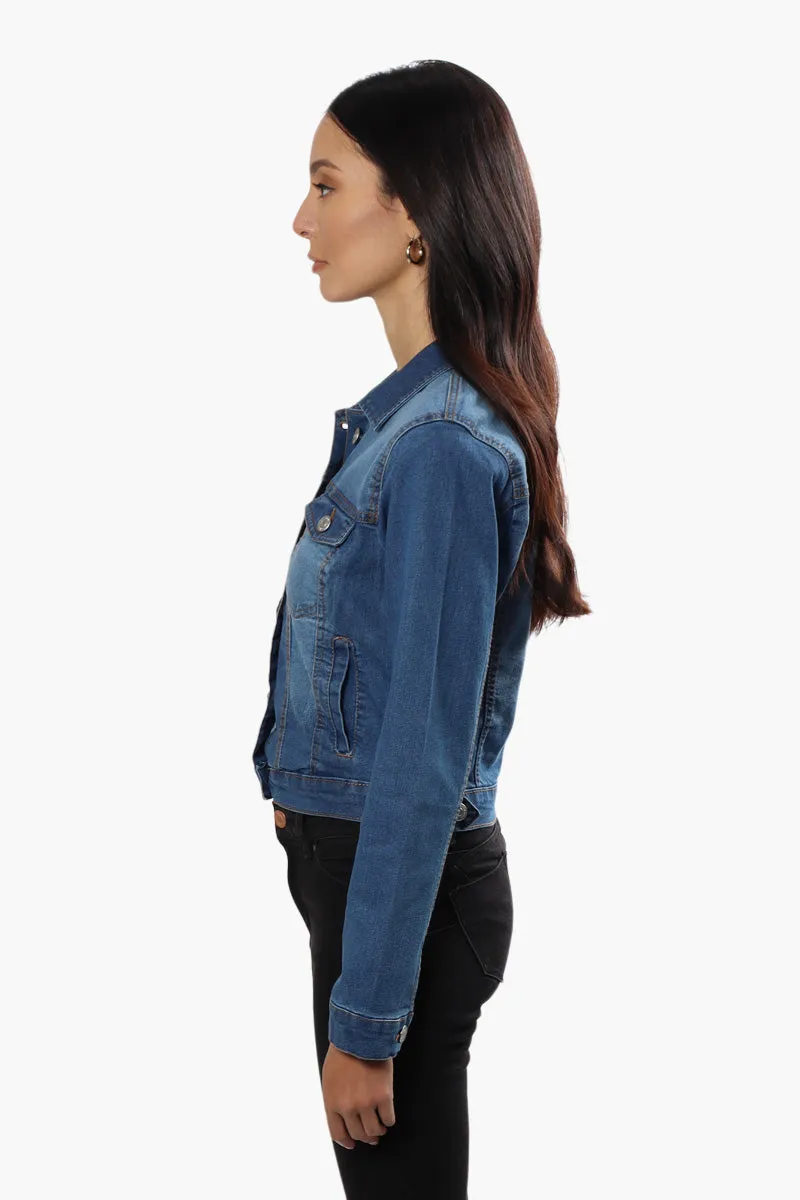 New Look Buttoned Flap Pocket Denim Jacket - Blue