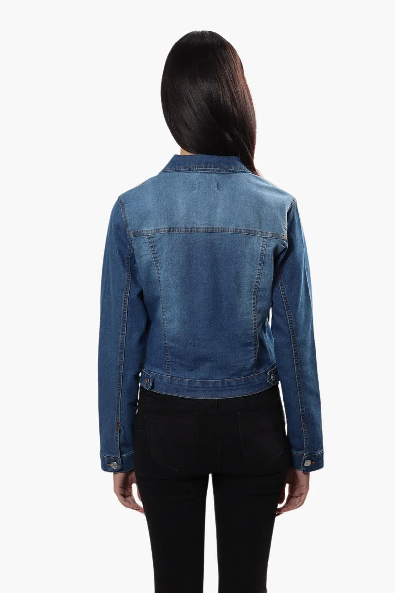 New Look Buttoned Flap Pocket Denim Jacket - Blue