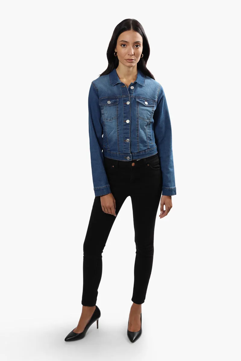 New Look Buttoned Flap Pocket Denim Jacket - Blue