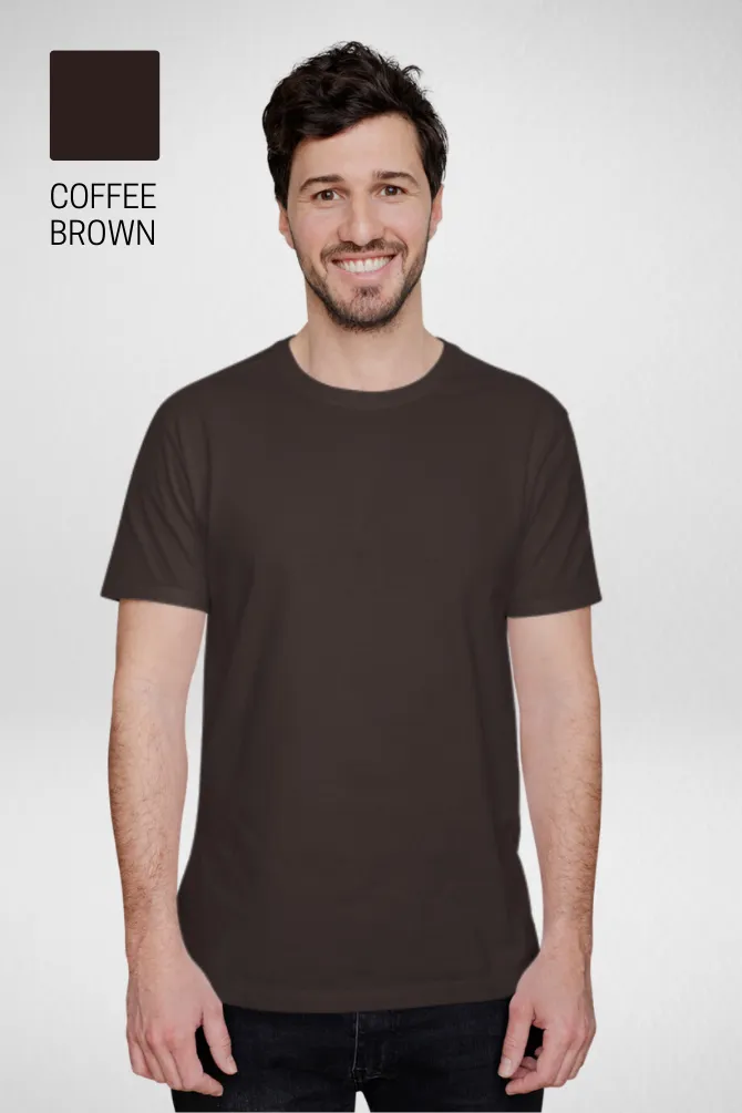 Pack Of 3 Plain T-shirts Coffee Brown Olive Green and Beige for Men