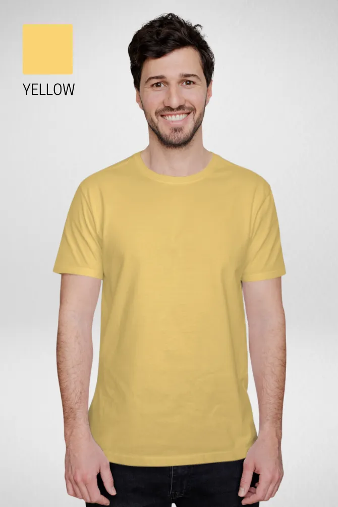 Pack Of 3 Plain T-shirts Golden Yellow Yellow and Mustard Yellow for Men