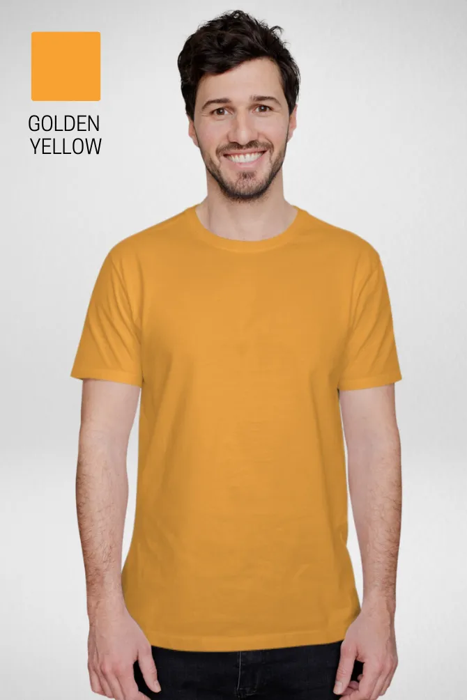 Pack Of 3 Plain T-shirts Golden Yellow Yellow and Mustard Yellow for Men