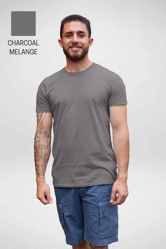 Pack Of 3 Plain T-shirts Grey Melange Steel Grey and Charcoal Melange for Men