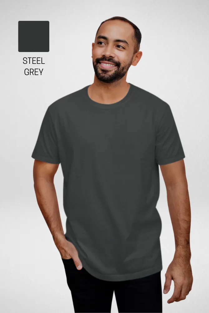 Pack Of 3 Plain T-shirts Grey Melange Steel Grey and Charcoal Melange for Men