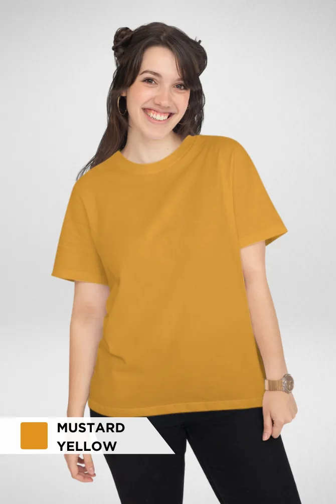 Pack Of 3 Plain T-shirts White Black and Mustard Yellow for Women