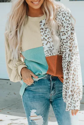 Patchwork Ribbed Long Sleeve Top