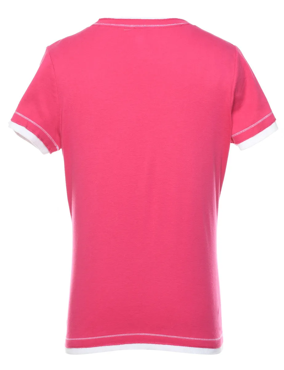 Pink & White Classic Ringer T-shirt - M