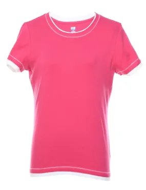 Pink & White Classic Ringer T-shirt - M