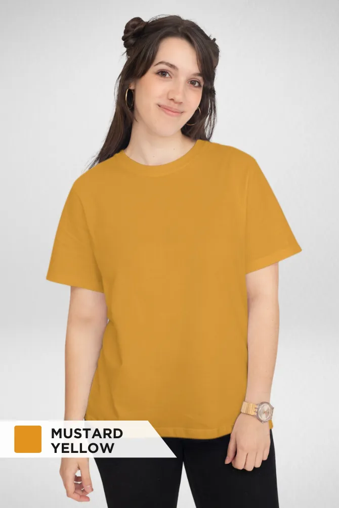 Red and Mustard Yellow Plain T-shirts Combo for Women