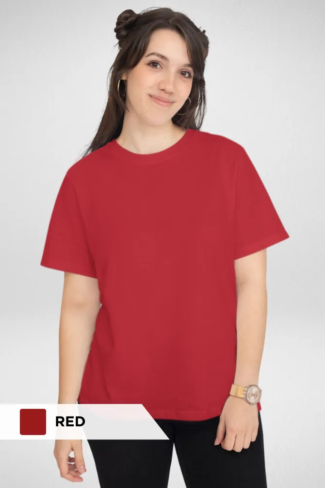 Red and Mustard Yellow Plain T-shirts Combo for Women