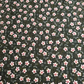 Ribbed Knit Fabric: Soft and Pretty 8x3 Green rib with pink/white ditsy floral. Great for any Season.  Sold by the 1/2 yard