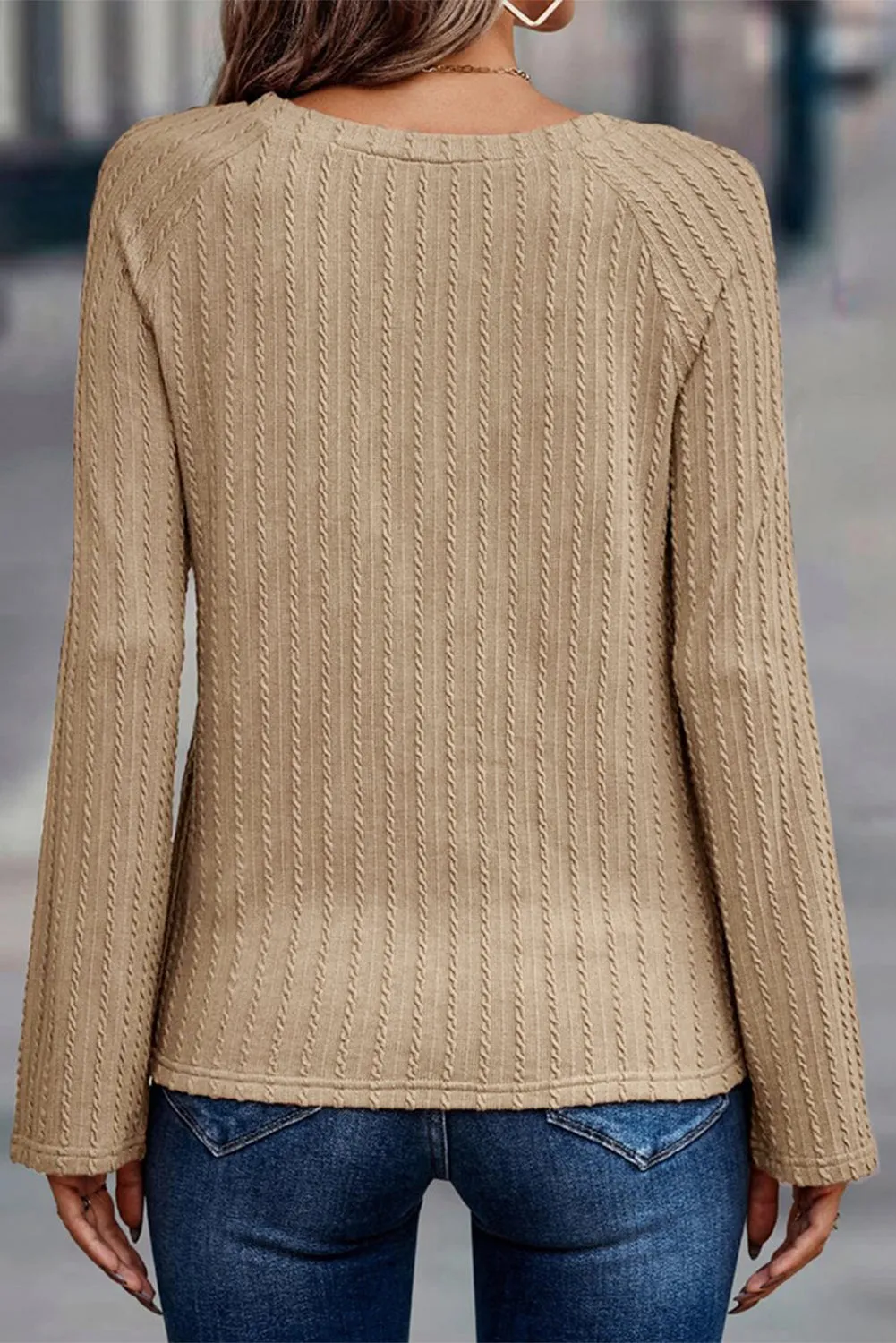 Ribbed Knit Long Sleeve Top