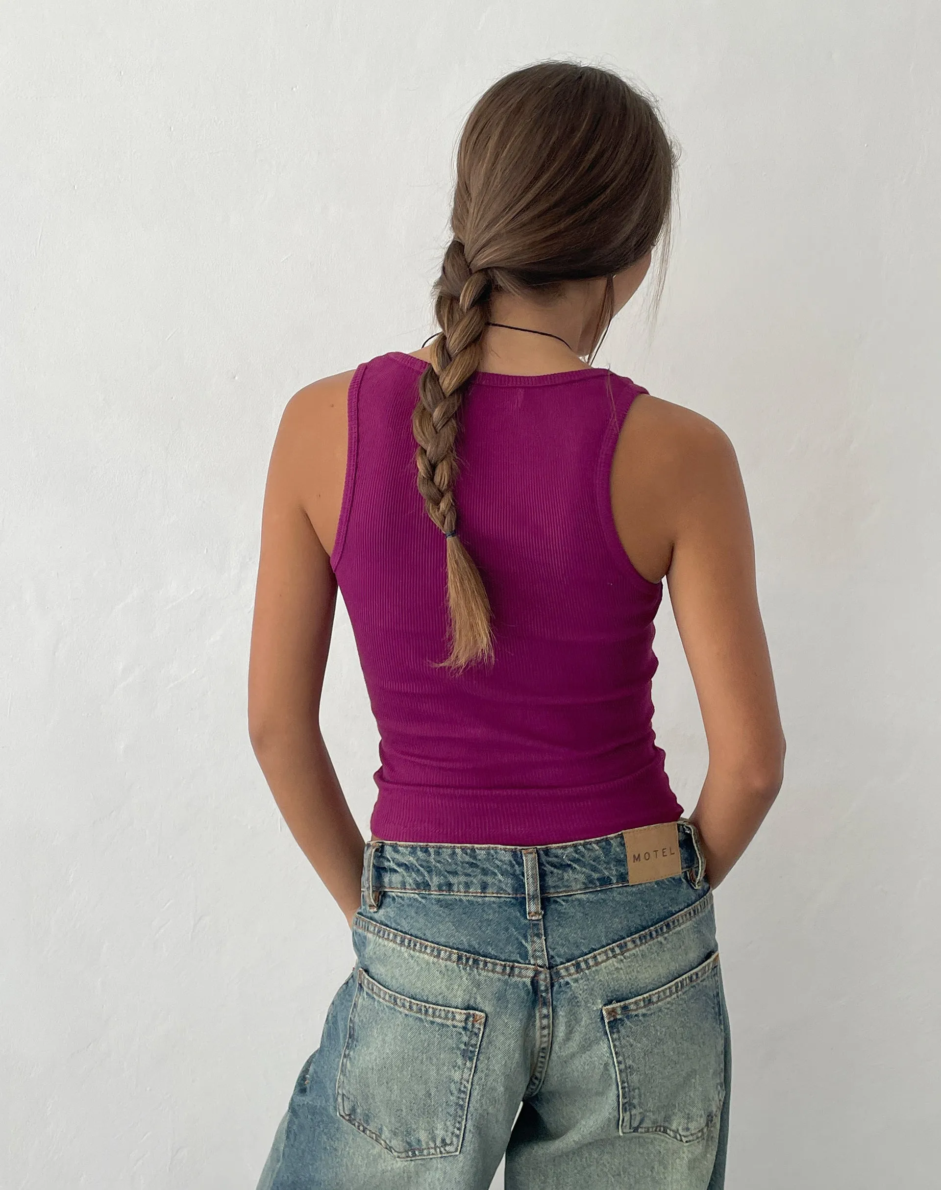 Roxe Ribbed Vest Top in Berry