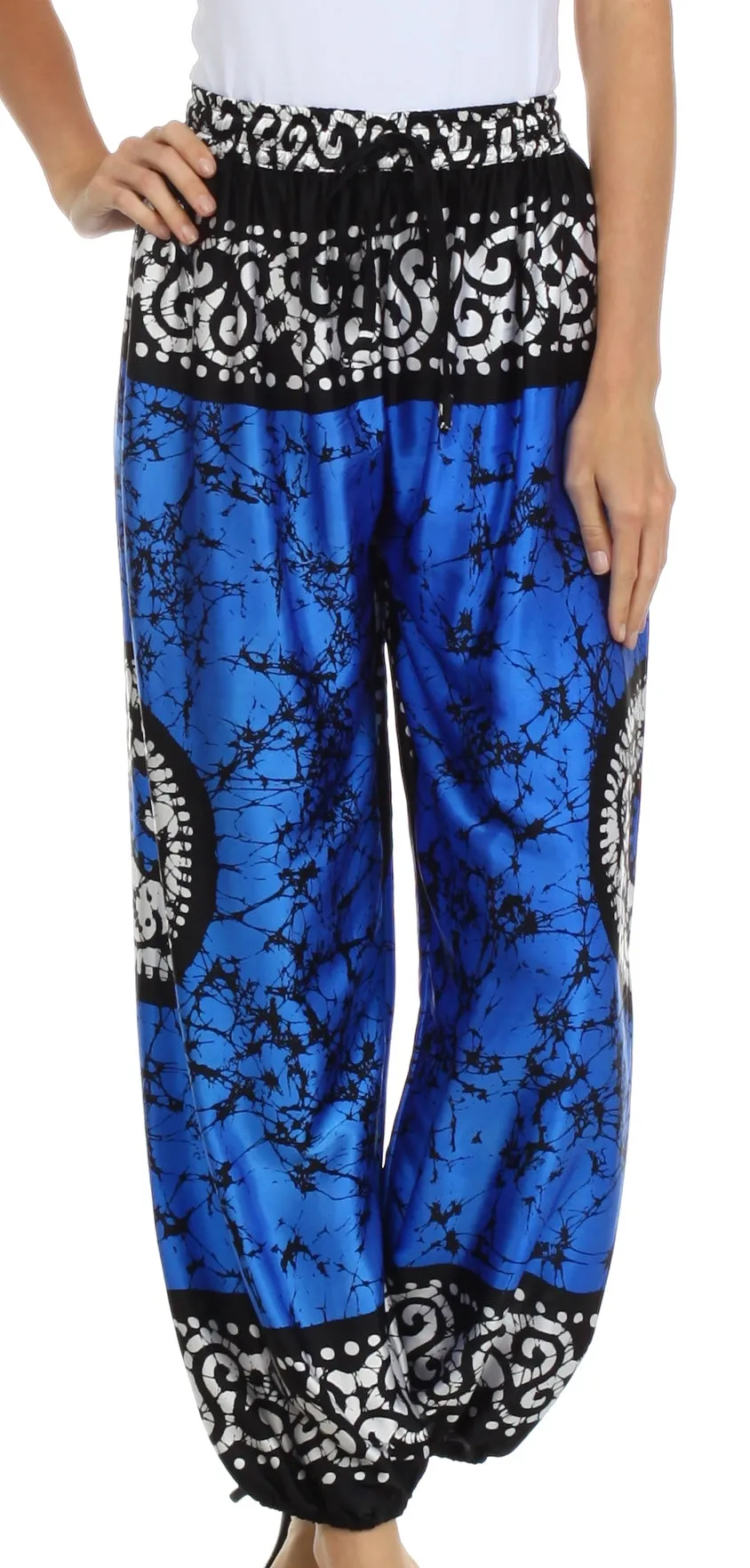 Sakkas Sephora Wide Leg Silky Harem Pants