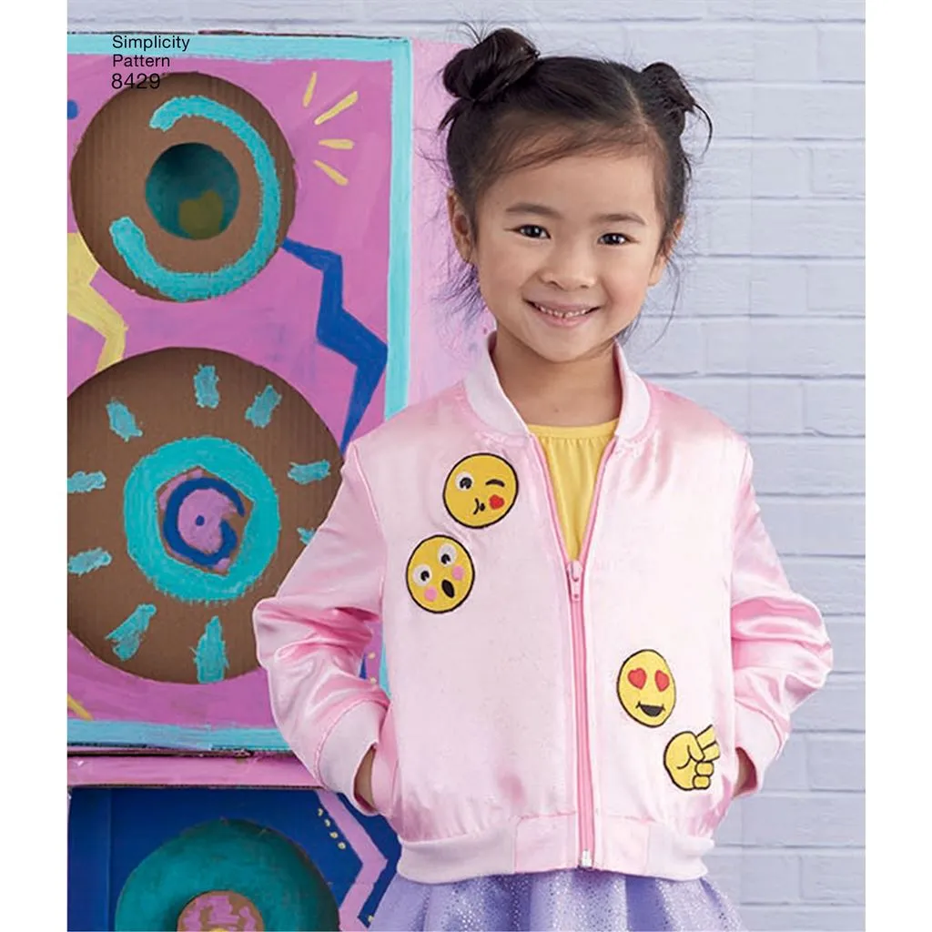 Simplicity Pattern 8429 Child's & Girls' Bomber Jacket, Skirt, Leggings and Top