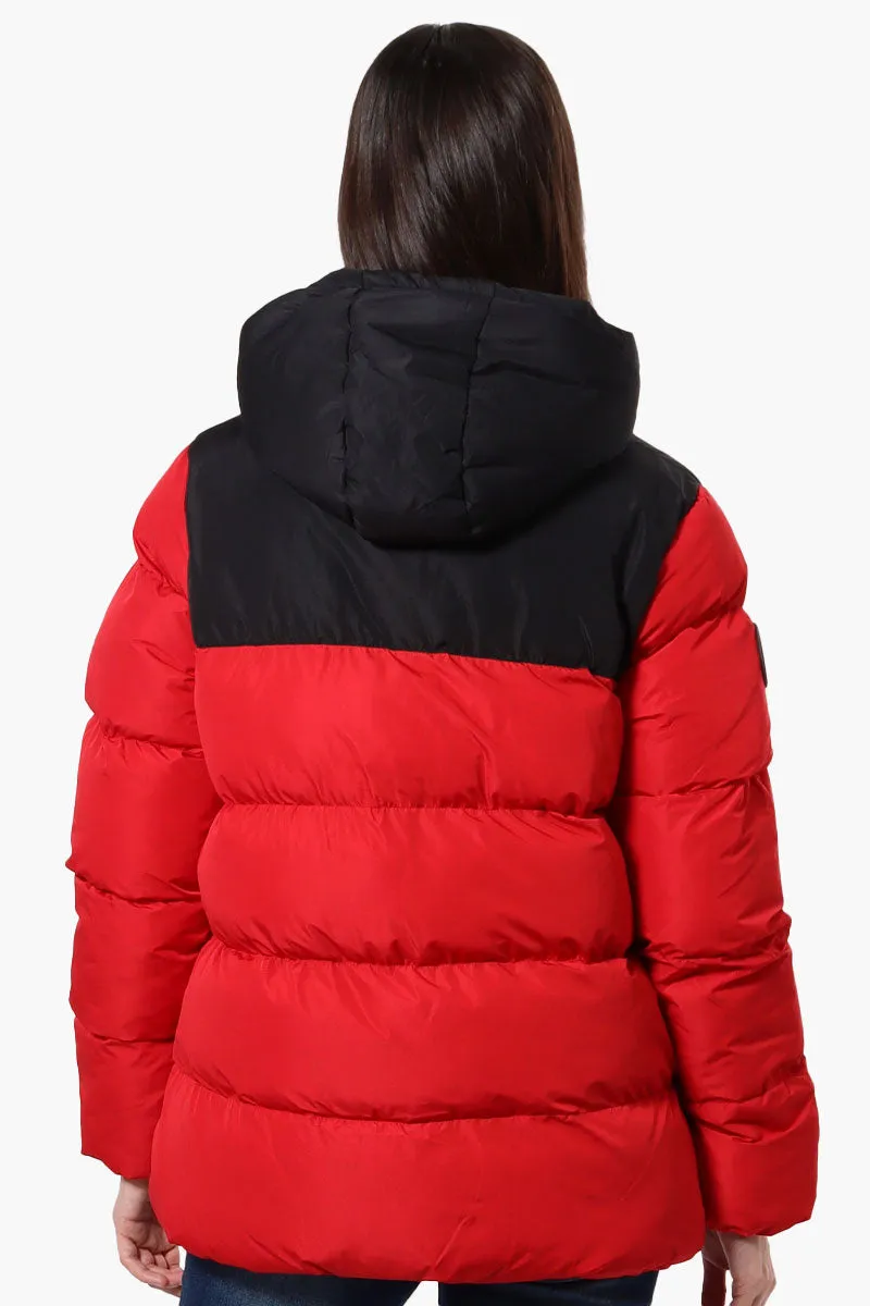 Super Triple Goose Sherpa Lined Bubble Bomber Jacket - Red