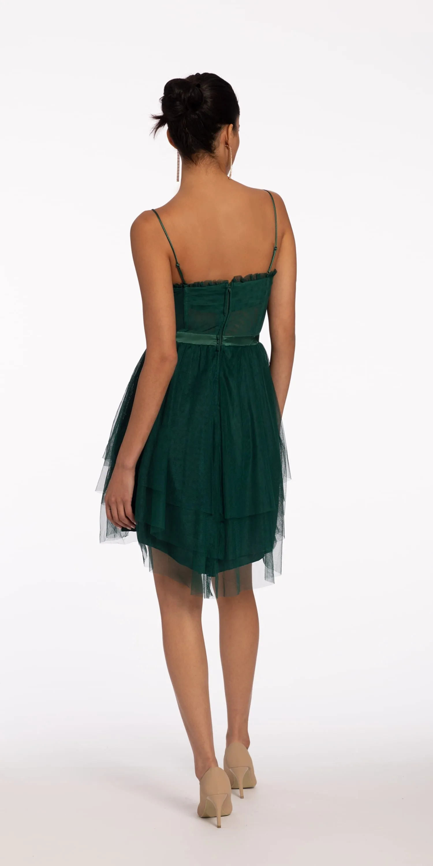 Tiered Mesh Corset Dress with Adjustable Straps