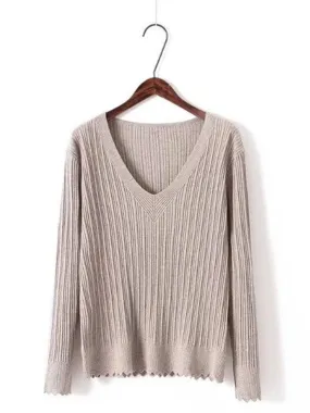 V-neck Long Sleeves Sweaters