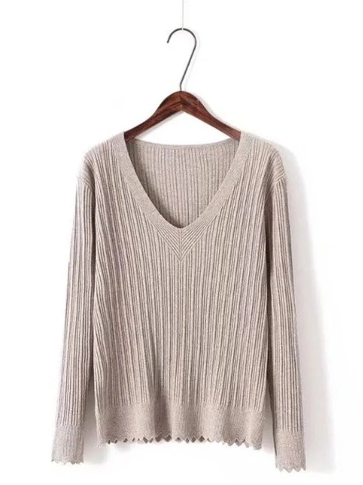 V-neck Long Sleeves Sweaters