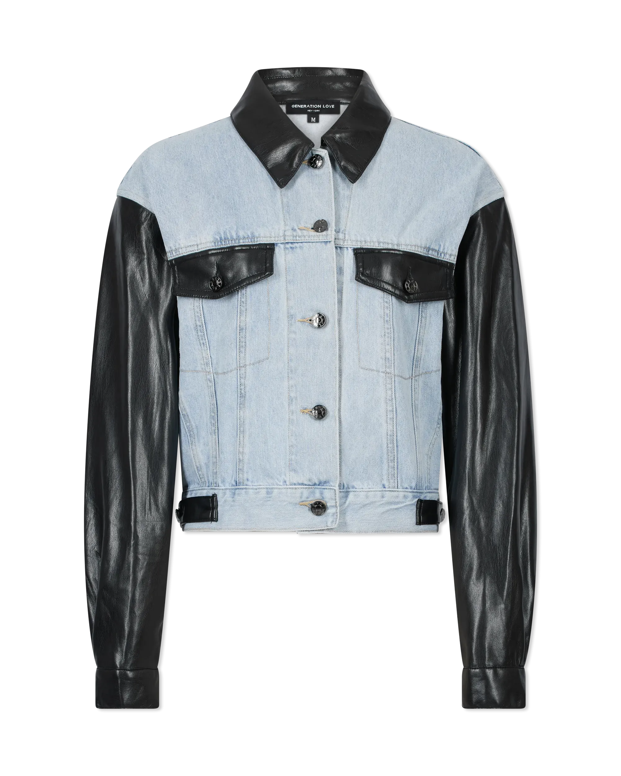 Valex Vegan Leather Combo Denim Jacket