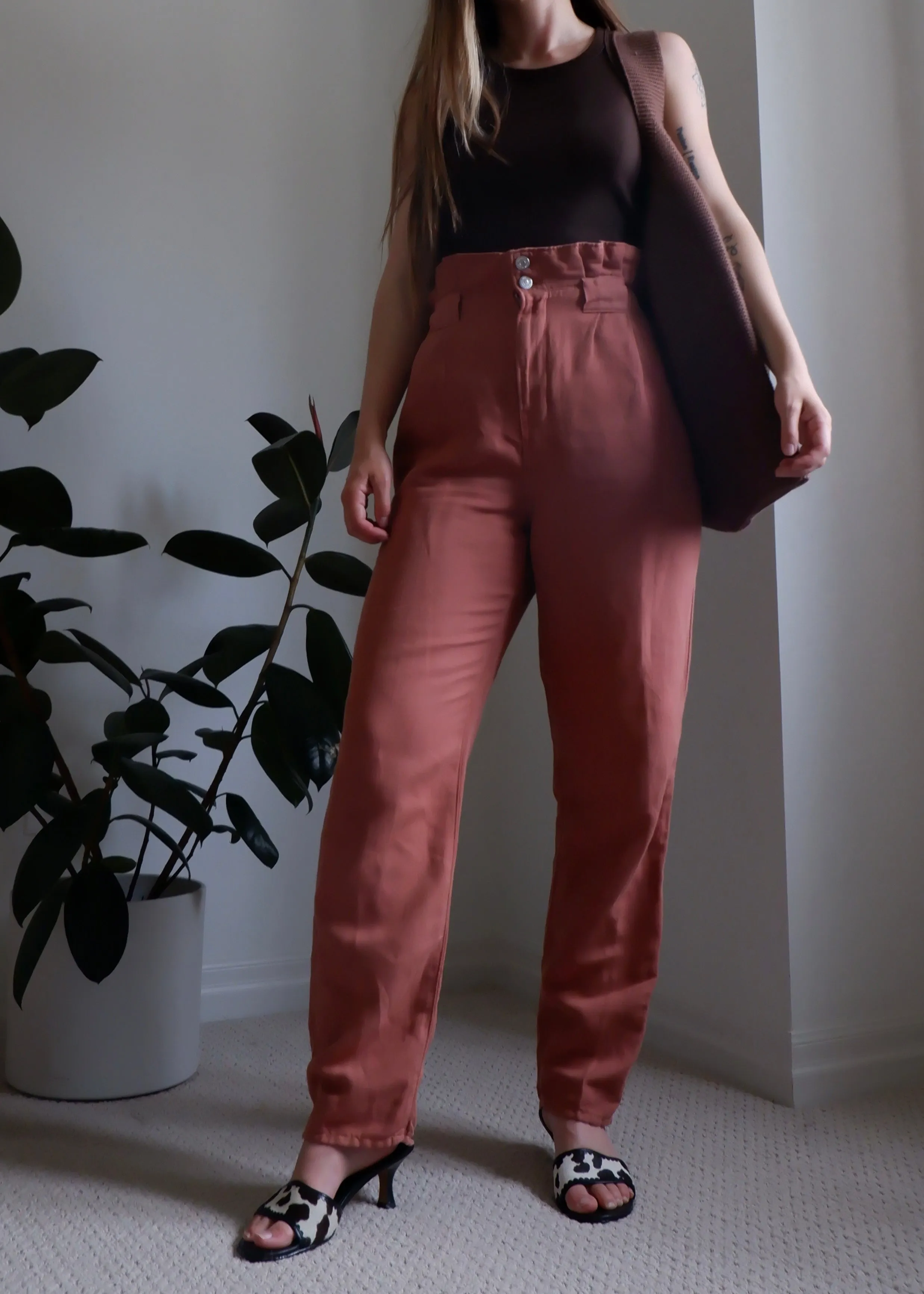 Veronica Beard Arizona Pink Linen-Blend Pant - 8