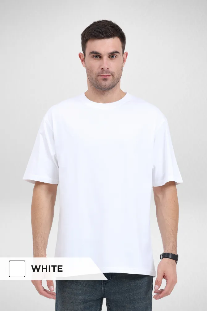 White and Bottle green Oversized T-Shirts Combo for Men