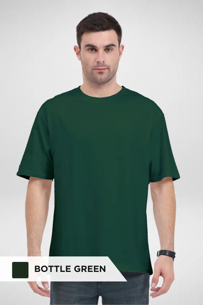 White and Bottle green Oversized T-Shirts Combo for Men