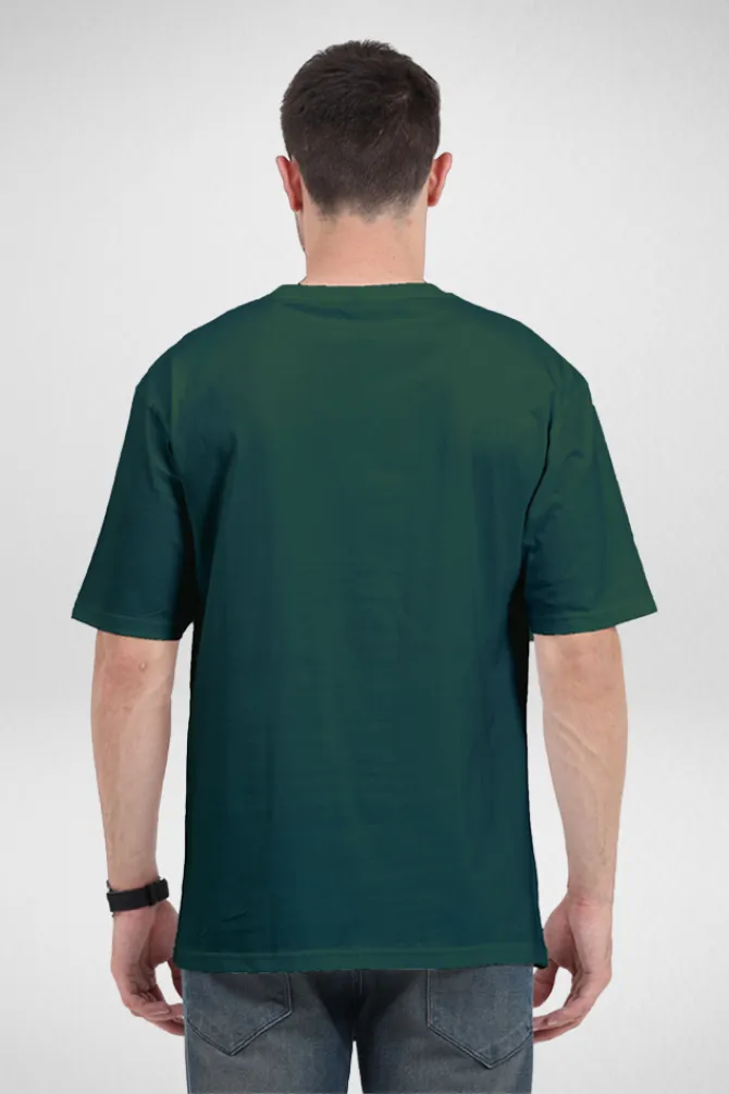 White and Bottle green Oversized T-Shirts Combo for Men