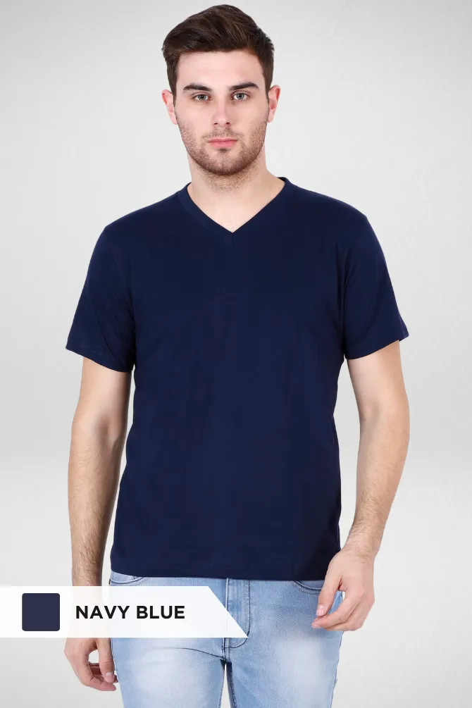 White and Navy Blue V Neck T-Shirts Combo for Men