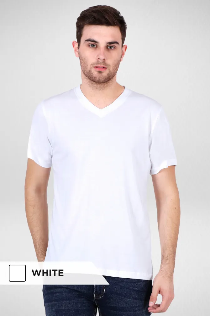 White and Navy Blue V Neck T-Shirts Combo for Men