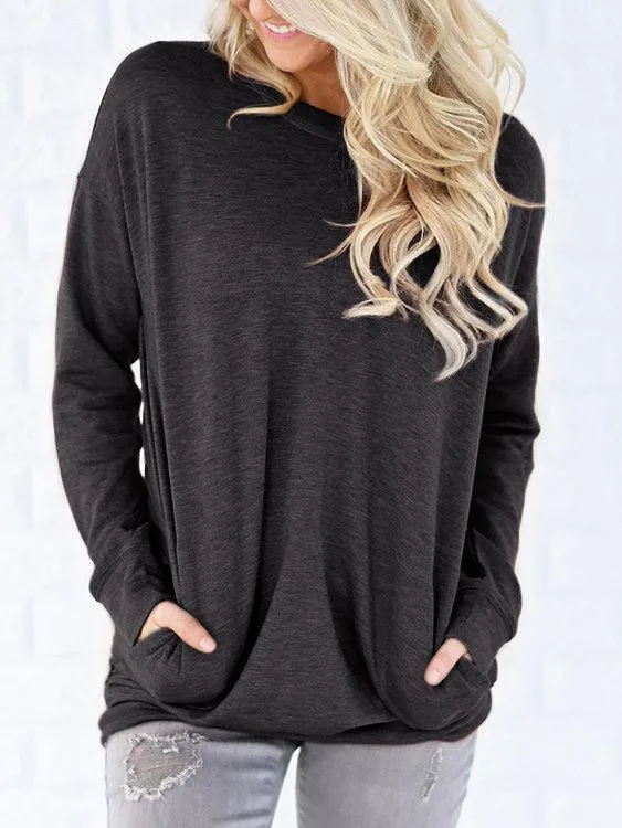 Wholesale Long Sleeve Round Neck Plain Tee