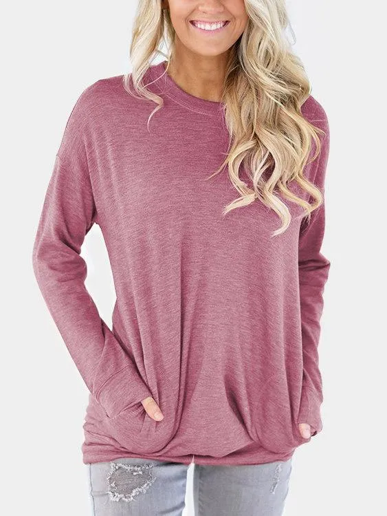 Wholesale Long Sleeve Round Neck Plain Tee