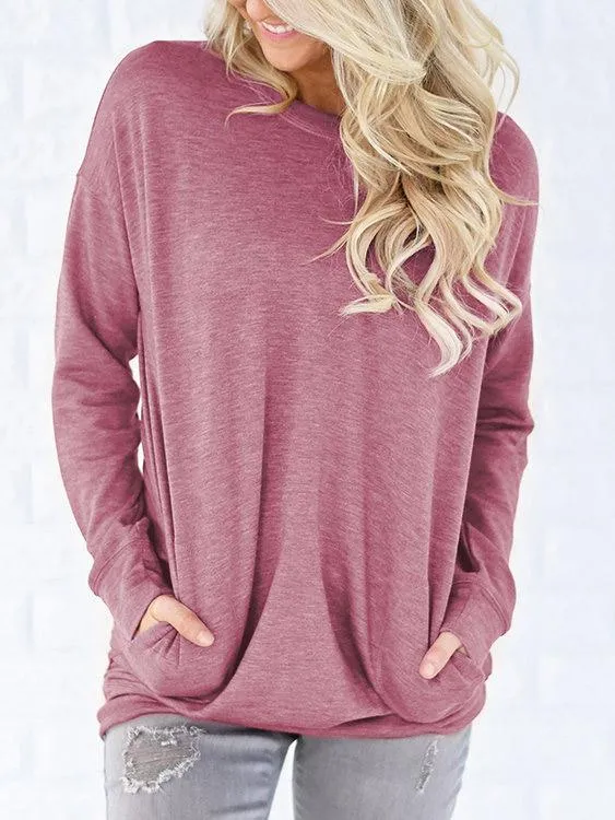 Wholesale Long Sleeve Round Neck Plain Tee