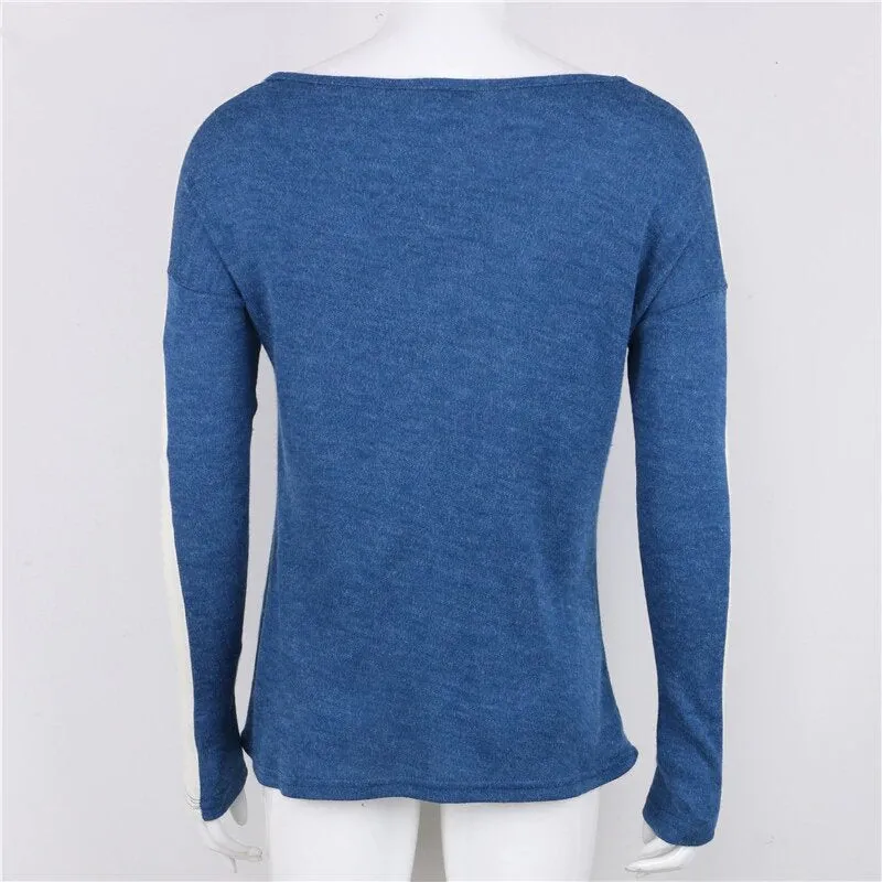 Women's Autumn Casual Deep V-Neck Loose Knitted Pullover