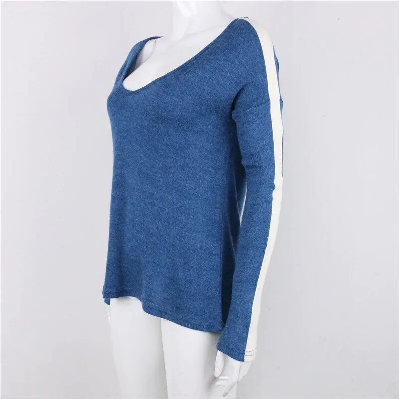 Women's Autumn Casual Deep V-Neck Loose Knitted Pullover