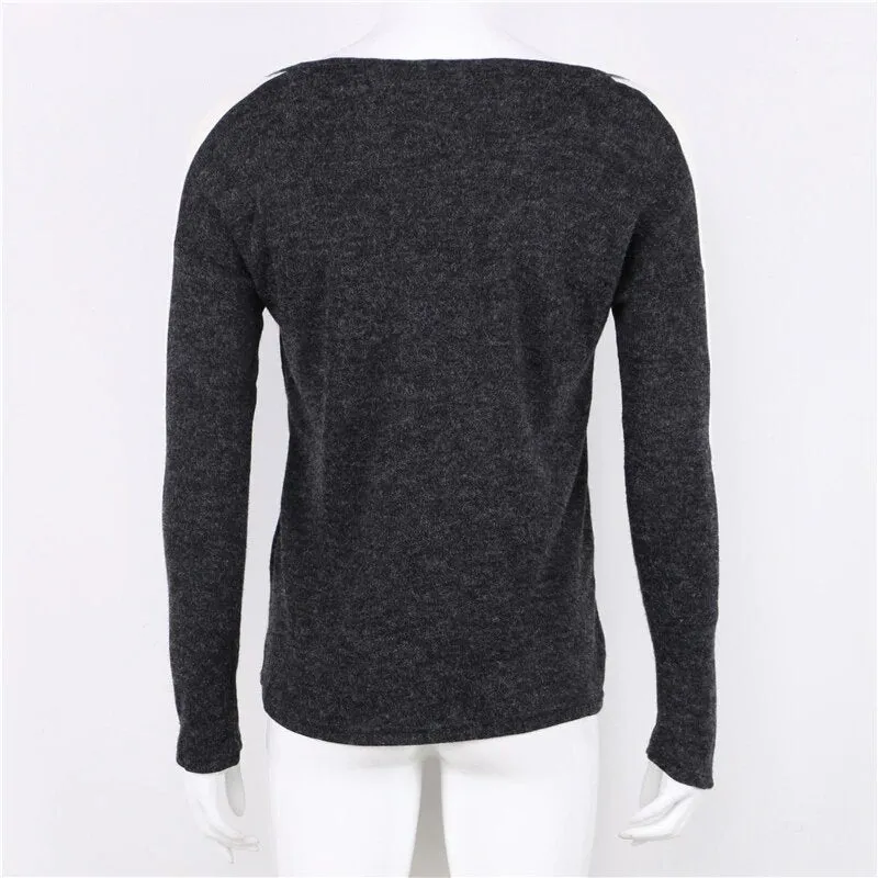 Women's Autumn Casual Deep V-Neck Loose Knitted Pullover