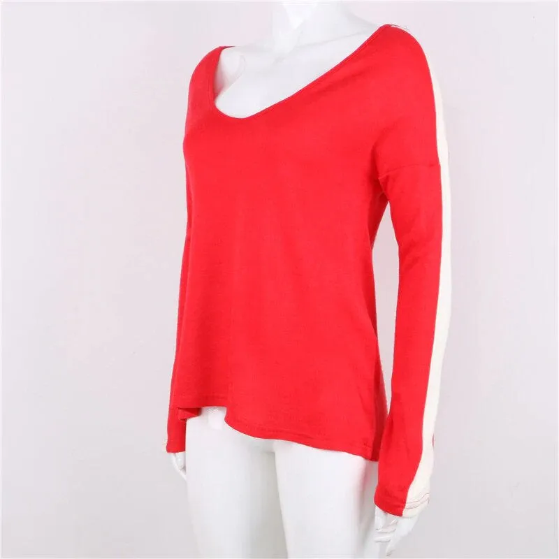 Women's Autumn Casual Deep V-Neck Loose Knitted Pullover