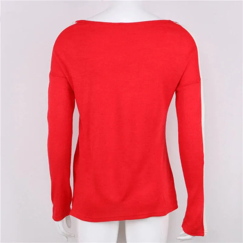 Women's Autumn Casual Deep V-Neck Loose Knitted Pullover